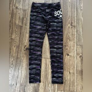 Justice Black and Purple Patterned athletic Leggings Soccer